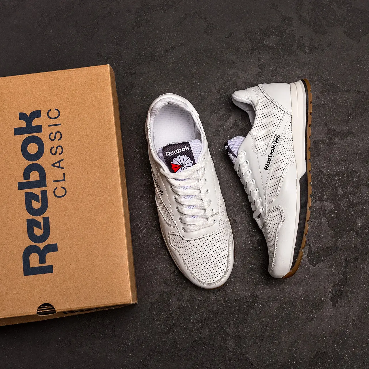 Мужские кожаные летние кроссовки, перфорация R-серия Classic White (код: R-02 біл. перф) - Зображення 3