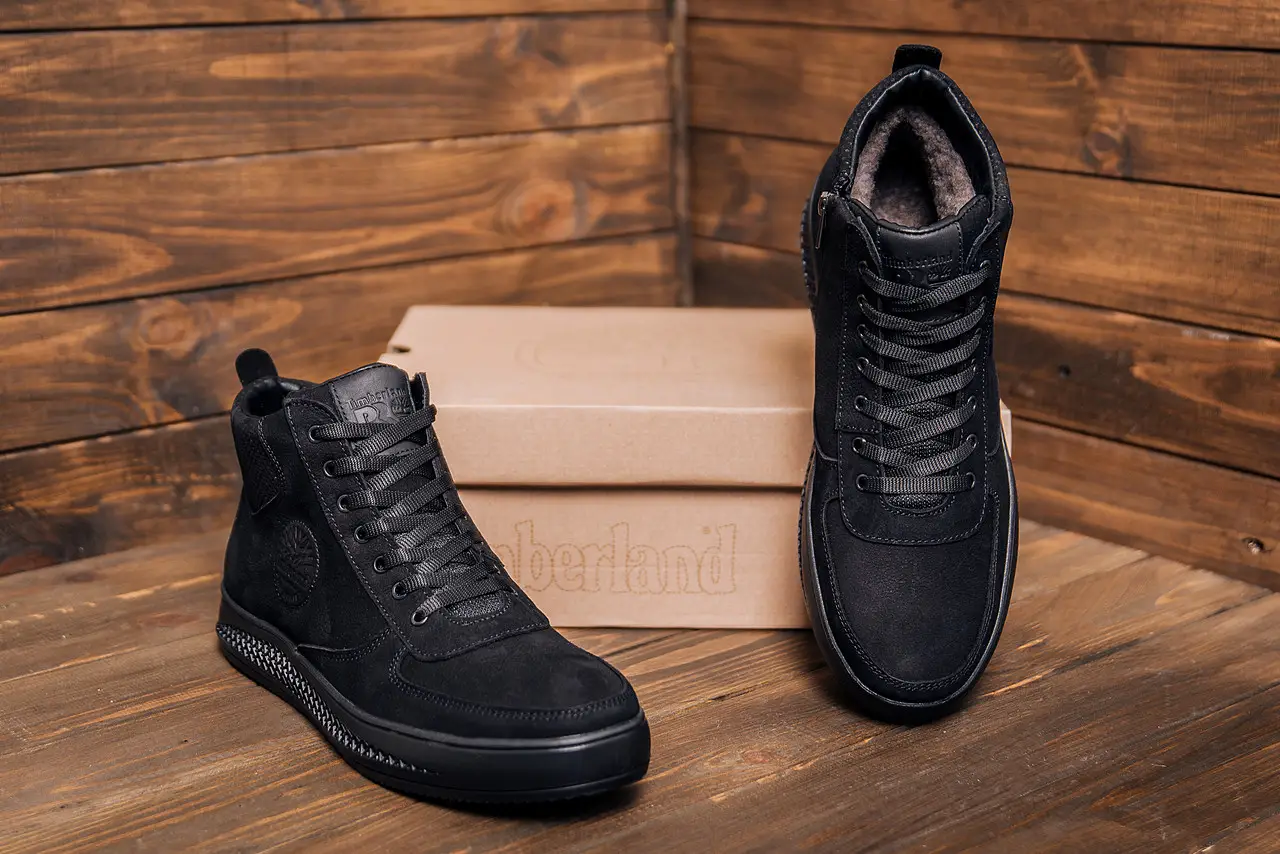 Чоловічі зимові шкіряні черевики Tim-серія Black (код: 117-1(н))