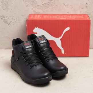 Чоловічі зимові шкіряні черевики Black Leather (код: Р-23 бот)