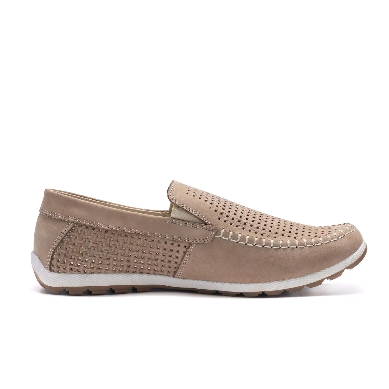 Чоловічі літні шкіряні мокасини LS перфорація Beige (код: 77беж перф) - Зображення 2