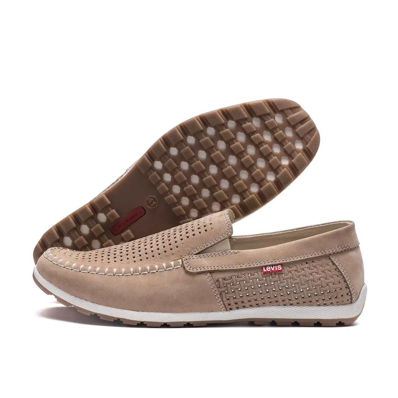 Чоловічі літні шкіряні мокасини LS перфорація Beige (код: 77беж перф) - Зображення 3