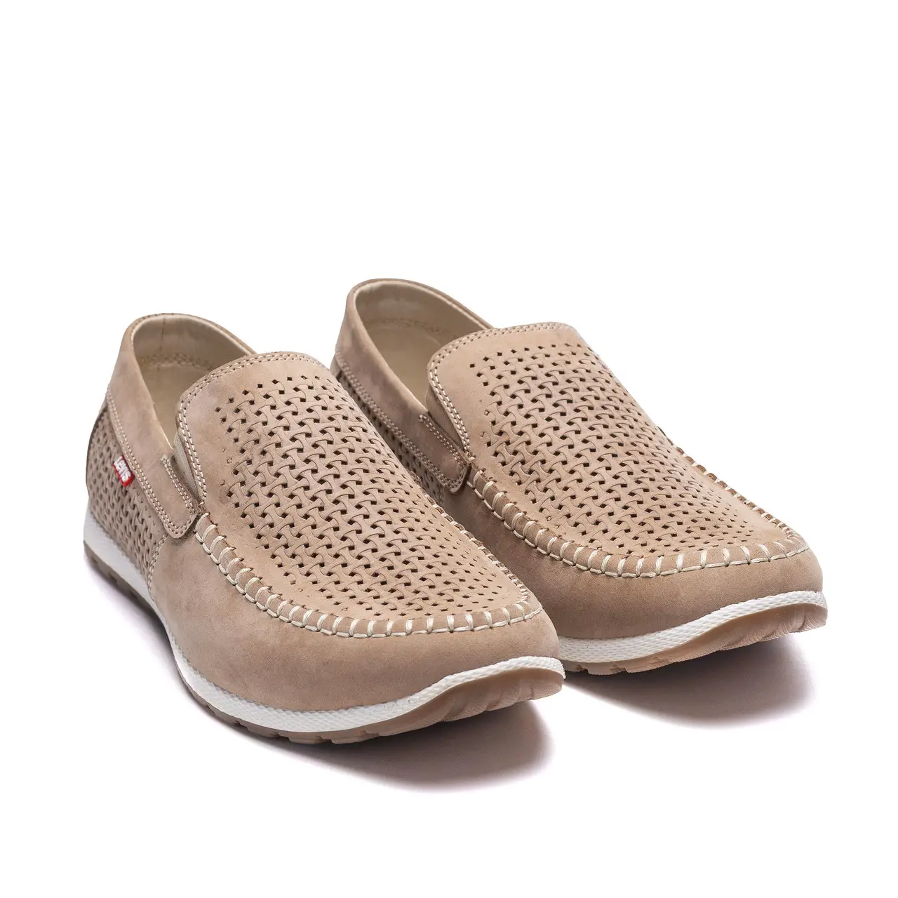 Чоловічі літні шкіряні мокасини LS перфорація Beige (код: 77беж перф) - Зображення 5