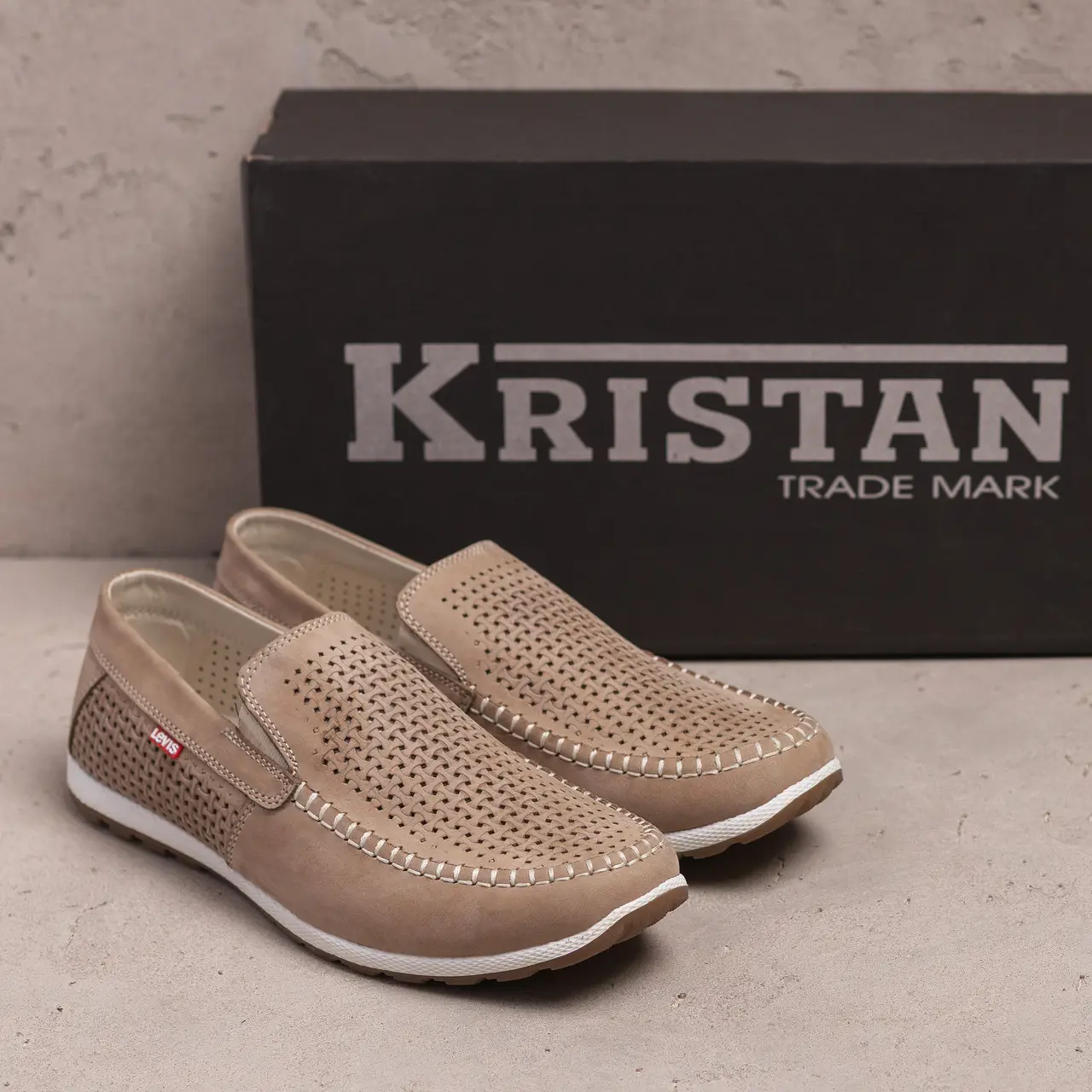 Чоловічі літні шкіряні мокасини LS перфорація Beige (код: 77беж перф) - Зображення 6