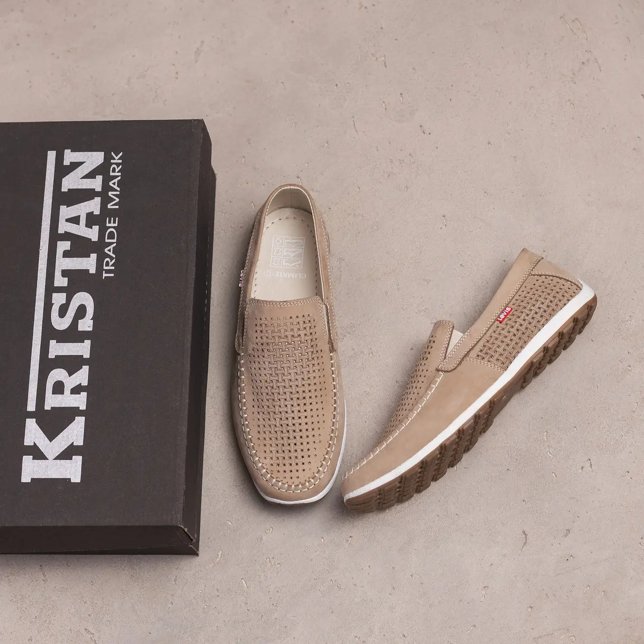 Чоловічі літні шкіряні мокасини LS перфорація Beige (код: 77беж перф) - Зображення 9