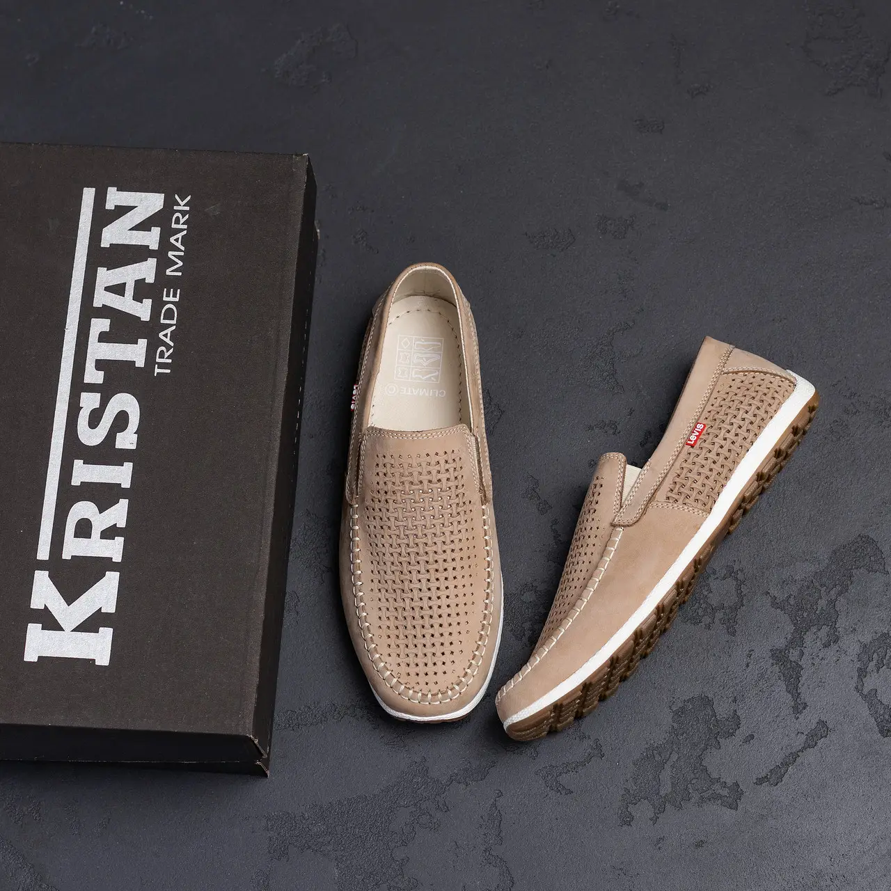 Чоловічі літні шкіряні мокасини LS перфорація Beige (код: 77беж перф) - Зображення 10