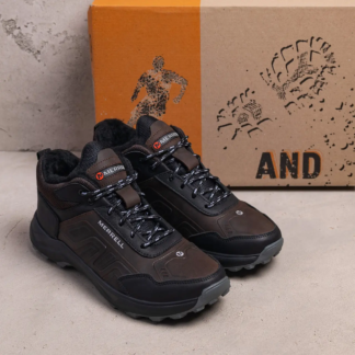 Чоловічі зимові шкіряні кросівки Mrl Winter Black Brown (код: M37кор бот)