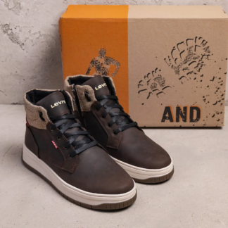 Чоловічі зимові шкіряні кросівки LV Winter Brown (код: L88кор бот)