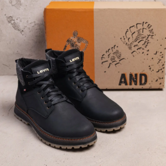 Чоловічі зимові шкіряні кросівки LV Winter Black (код: L70ч бот)