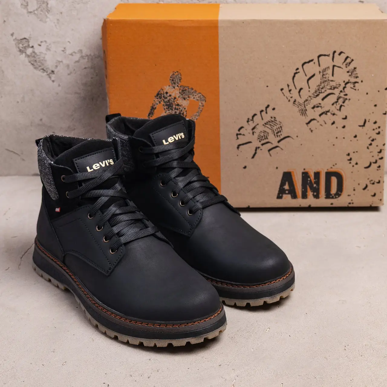 Чоловічі зимові шкіряні кросівки LV Winter Black (код: L70ч бот)
