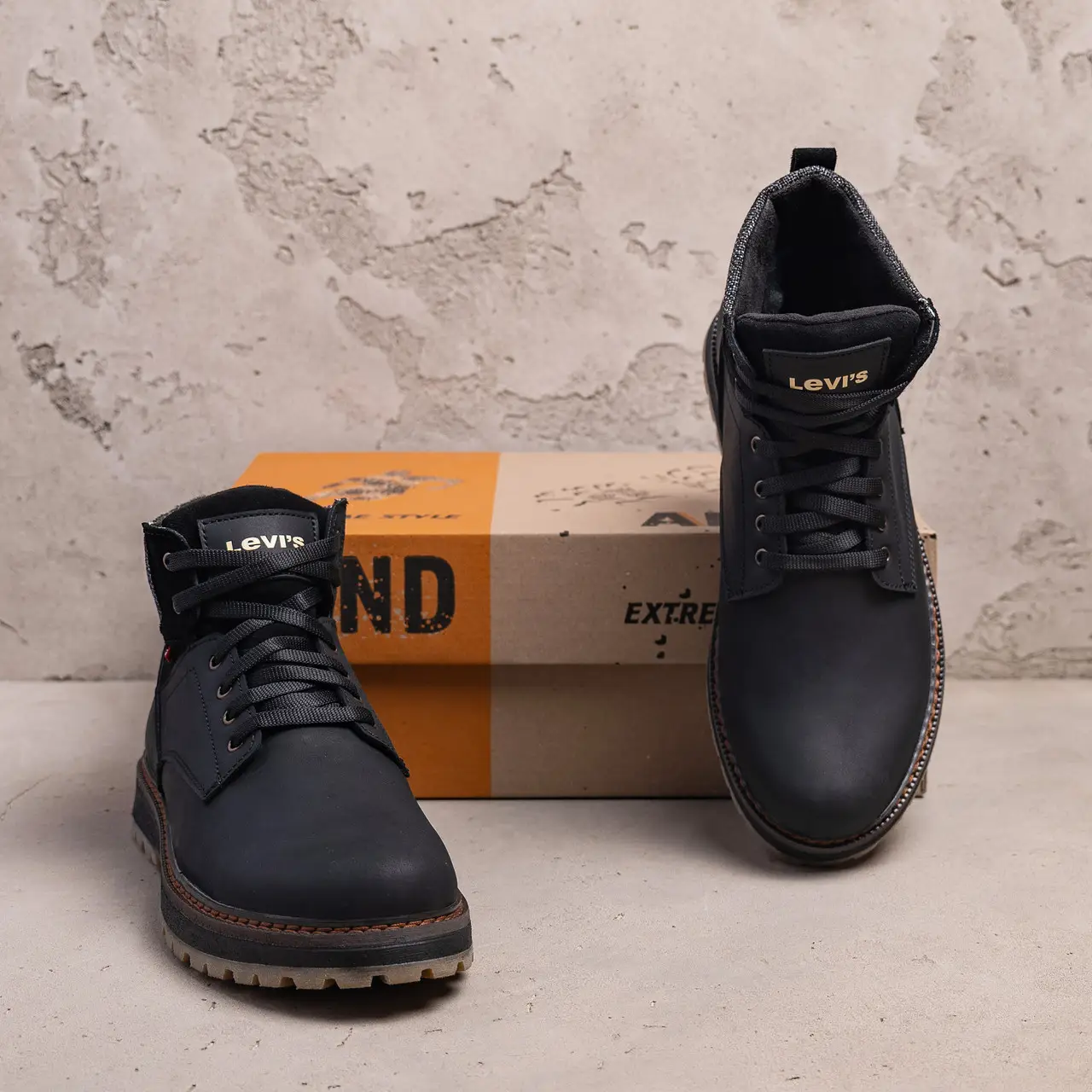 Чоловічі зимові шкіряні кросівки LV Winter Black (код: L70ч бот) - Зображення 10