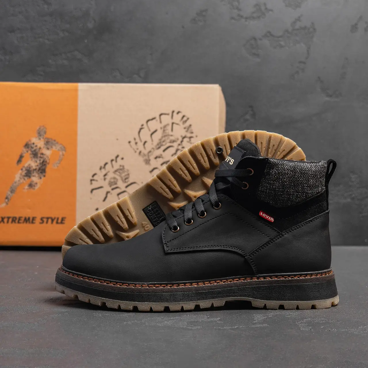 Чоловічі зимові шкіряні кросівки LV Winter Black (код: L70ч бот) - Зображення 11
