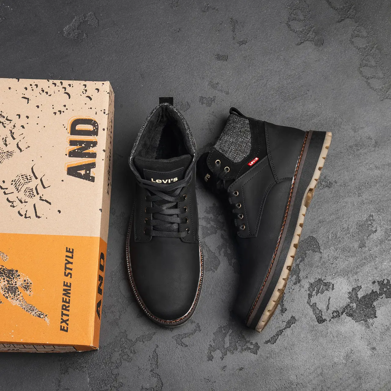 Чоловічі зимові шкіряні кросівки LV Winter Black (код: L70ч бот) - Зображення 7