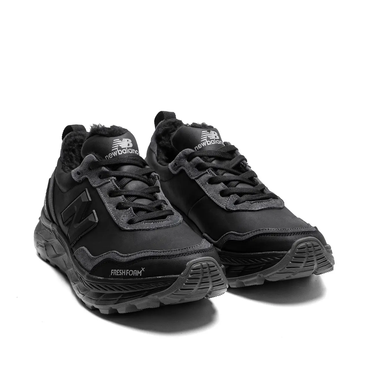 Чоловічі зимові шкіряні кросівки Black (код: NBh чор бот) - Зображення 2