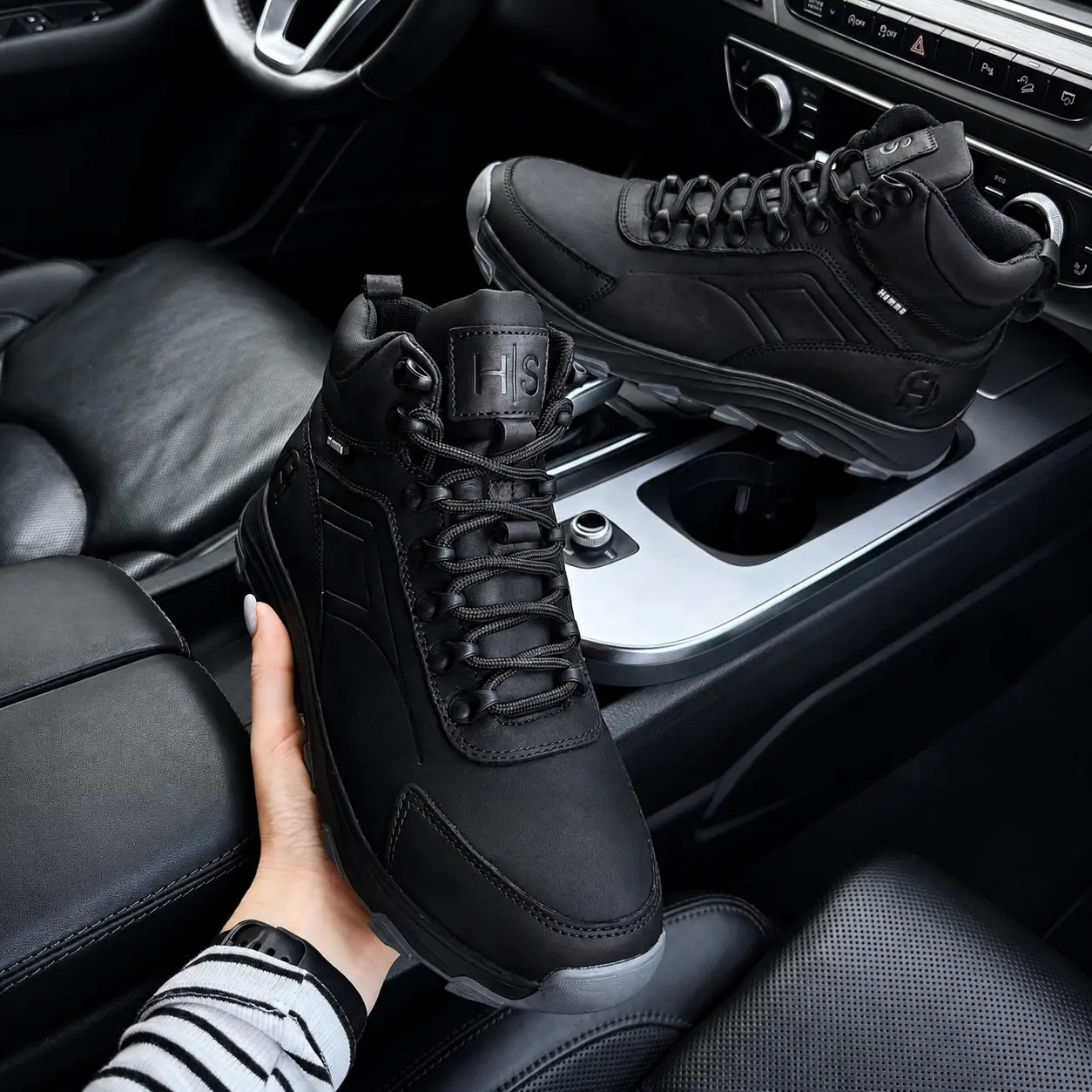 Чоловічі зимові шкіряні черевики Hamma Black Exclusive (код: 343ч.м) - Зображення 4