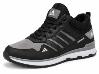 Чоловічі зимові шкіряні черевики Tech Black (код: А63 ч.сір бот)